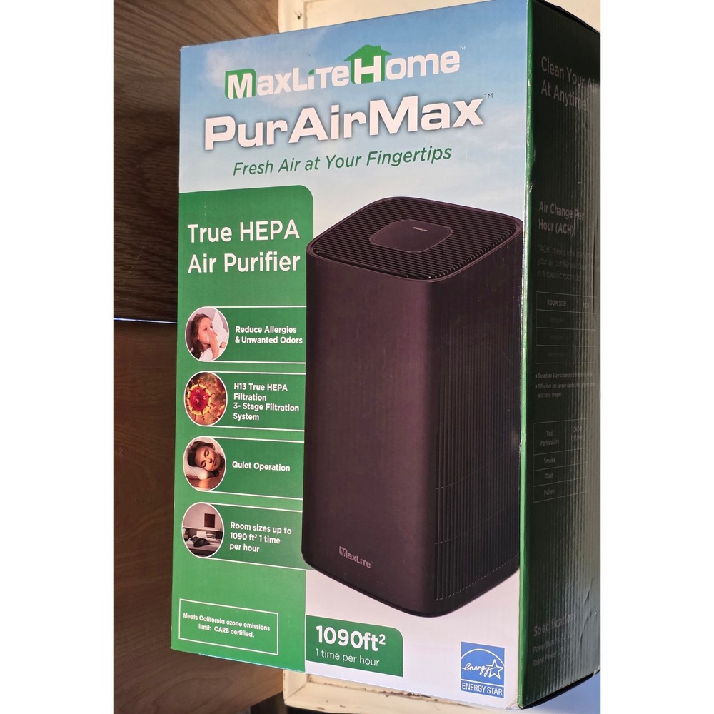 MaxLite Home PurAirMax True HEPA Air Purifier H13 Filter 1090sq ft AP215SSF3B